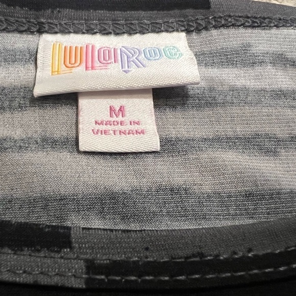 Lularoe Irma hi low scoop neck tunic top gray black stripe pullover medi… - Picture 5 of 8